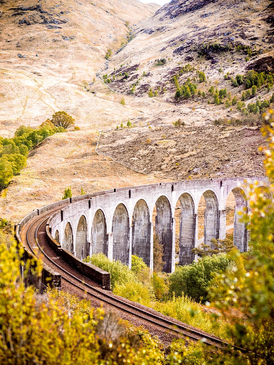 viaduct, bridge, building, scotland, train track, architecture, HD wallpaper