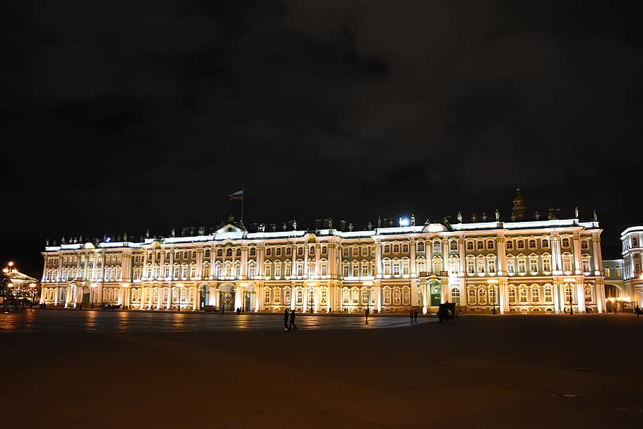 russia, building, night, illuminated, built structure, architecture HD wallpaper