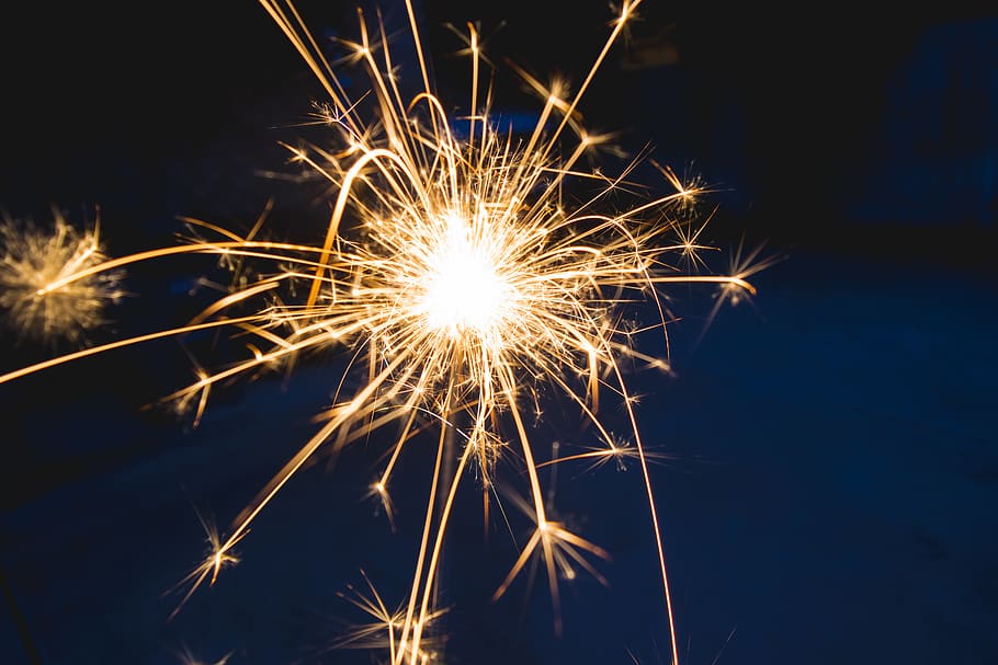 spark, light, fireworks, sparkler, illuminated, event, motion HD wallpaper