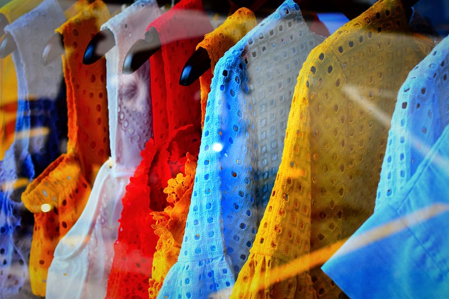 malaysia, ipoh, dye, paint container, dress, red, clothes, blue HD wallpaper