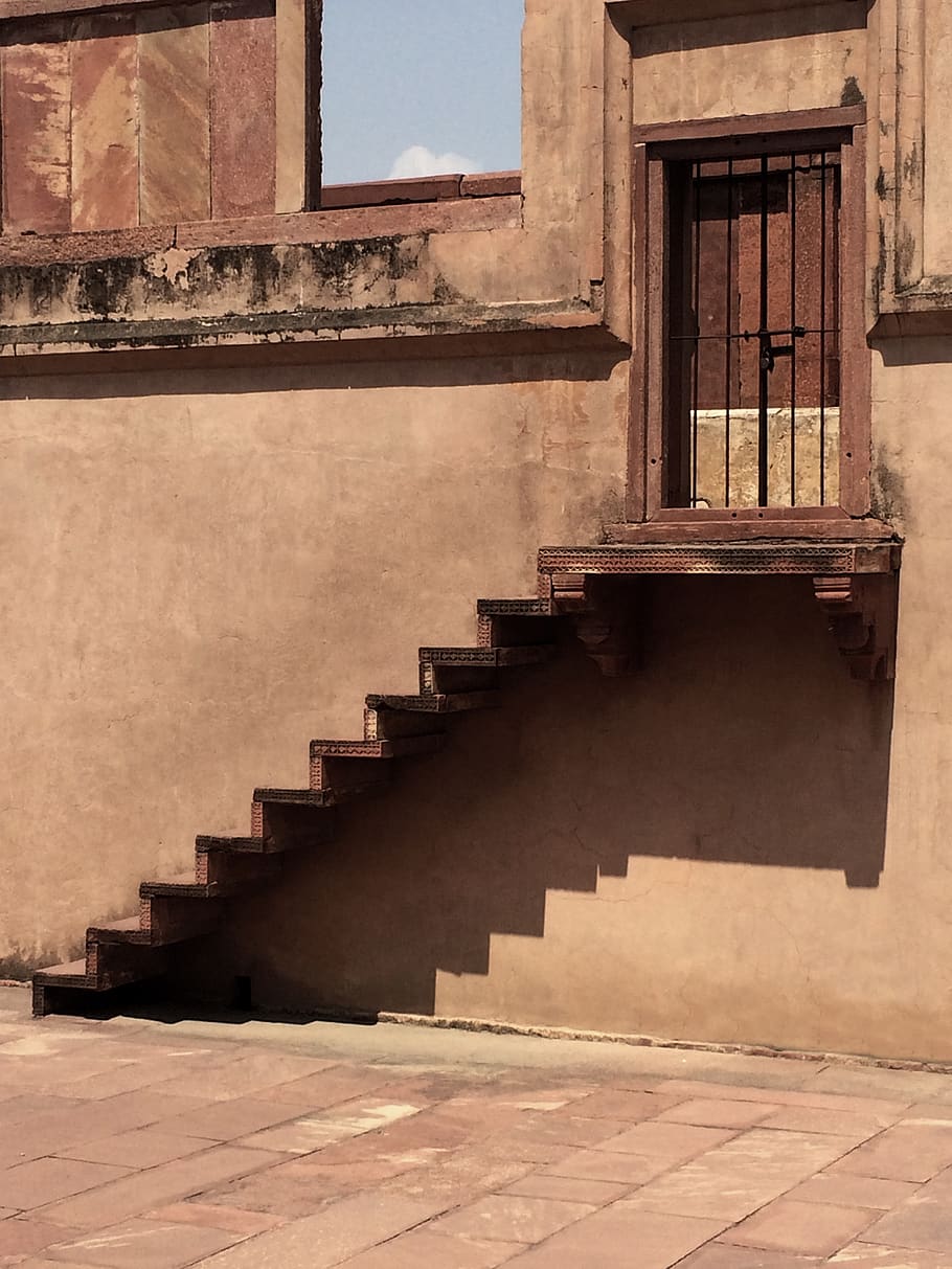 india, agra, stairs, rustic, simple, staircase, architecture HD wallpaper