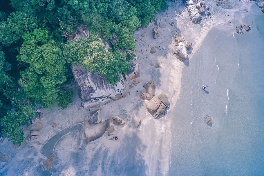 Aerial-view of Beach Shore, cold, daylight, environment, frozen HD wallpaper