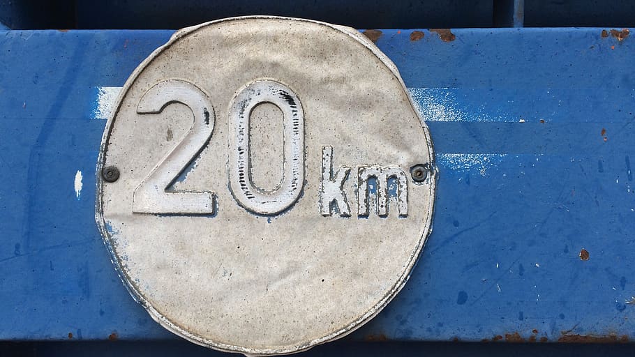 20, km, sign, blue, close-up, metal, communication, no people HD wallpaper