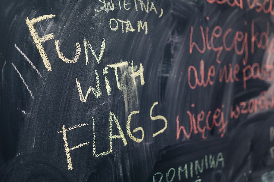 Chalkboard with handwritten words, black, sign, fun with flags, HD wallpaper