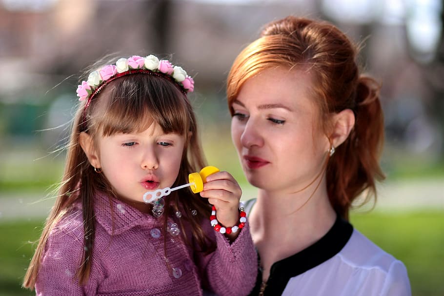 Beautiful, portrait, caption, nature, mother, kid, child, love HD wallpaper