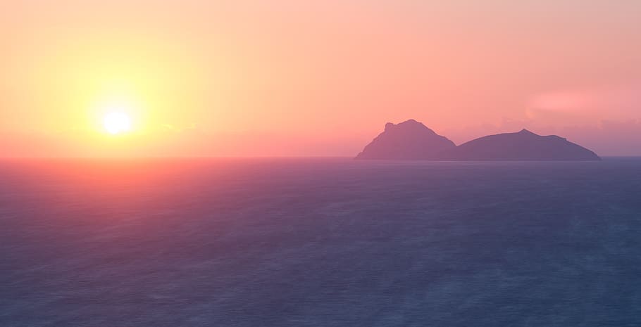 greece, matala, sunset, island, sea, crete, sky, beauty in nature HD wallpaper