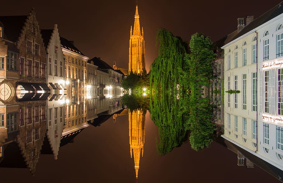 White Houses Mirror Photo, architecture, building, dark, dusk HD wallpaper