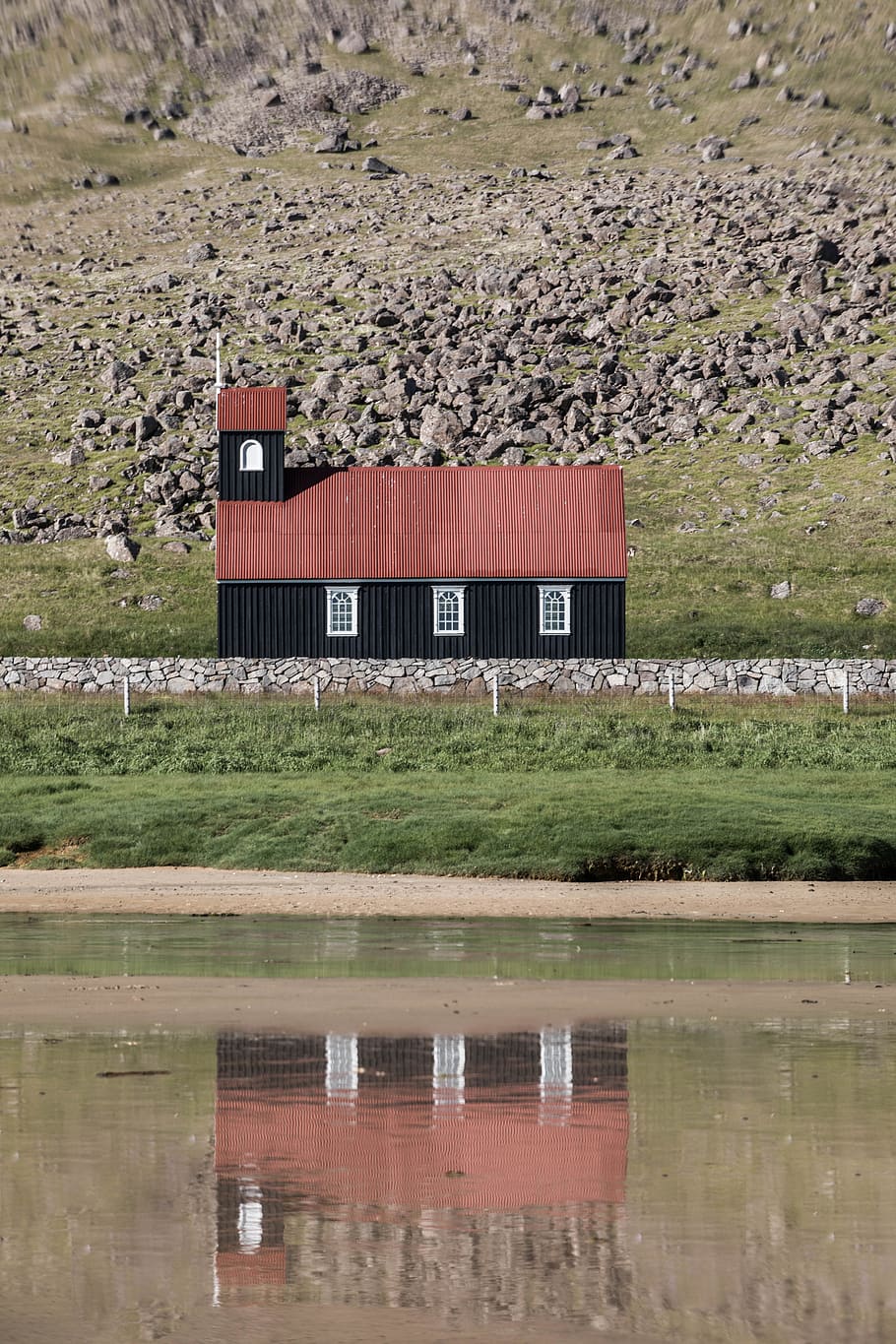 iceland, westfjords region, reflection, church, built structure, HD wallpaper