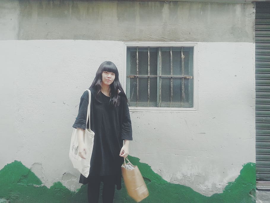 green, window, white, black, girl, friend, wall, one person HD wallpaper