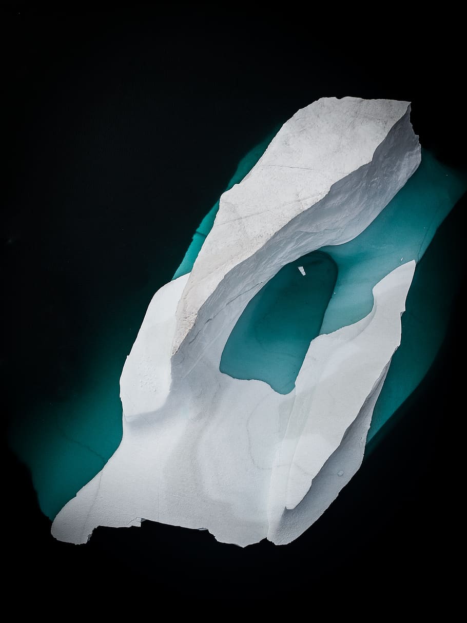 white iceberg, studio shot, white color, black background, indoors HD wallpaper