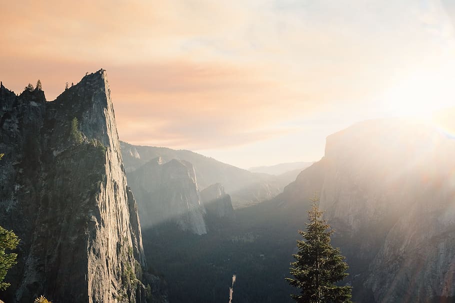 landscape, nature, mountain, cloud, sunrise, sunset, mist, sunlight HD wallpaper