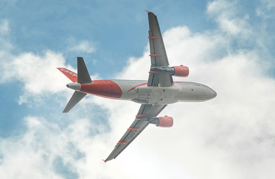 airplane at the sky, transportation, aircraft, jet, airliner HD wallpaper