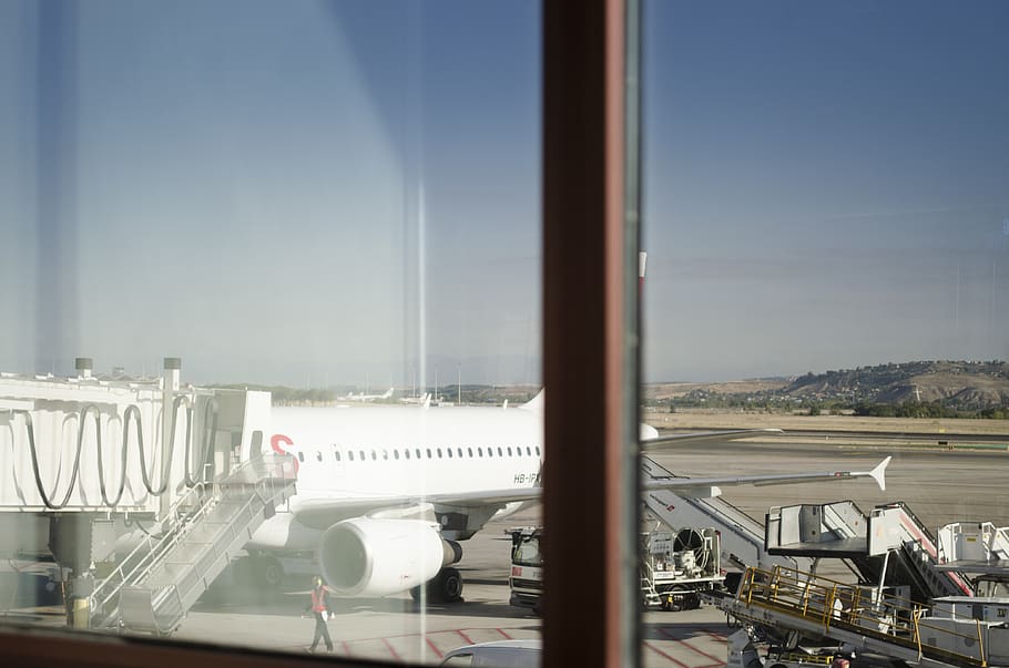transparent, air vehicle, glass - material, airplane, airport HD wallpaper