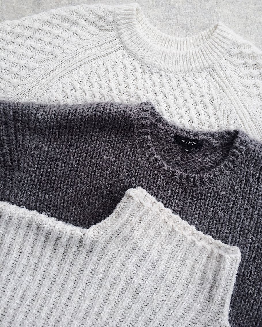 Close-up Photo of Three Sweatshirts, art, casual, color, cotton