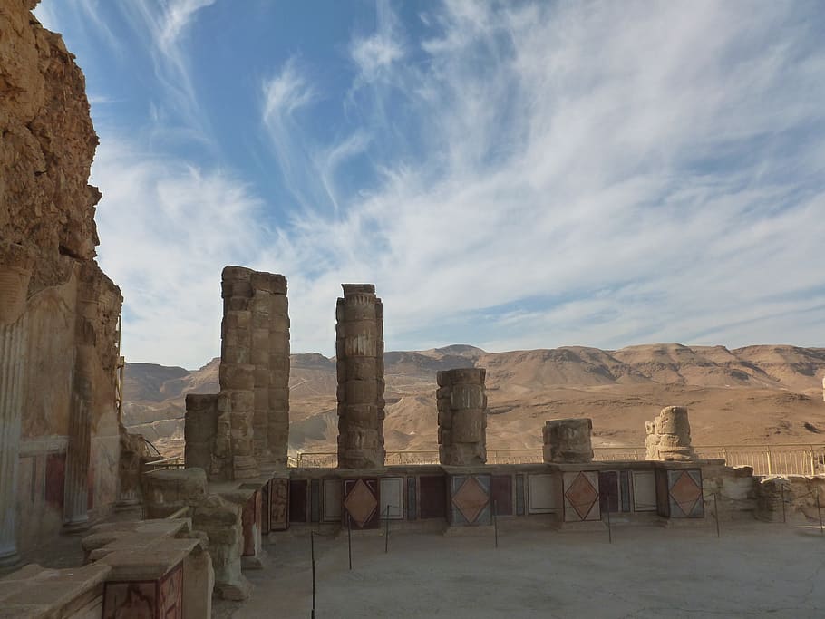 israel, masada, sky, architecture, history, the past, cloud - sky, HD wallpaper