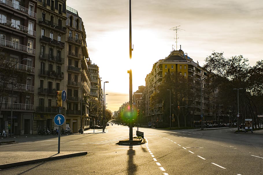 spain, barcelona, sunset, building exterior, architecture, built structure HD wallpaper