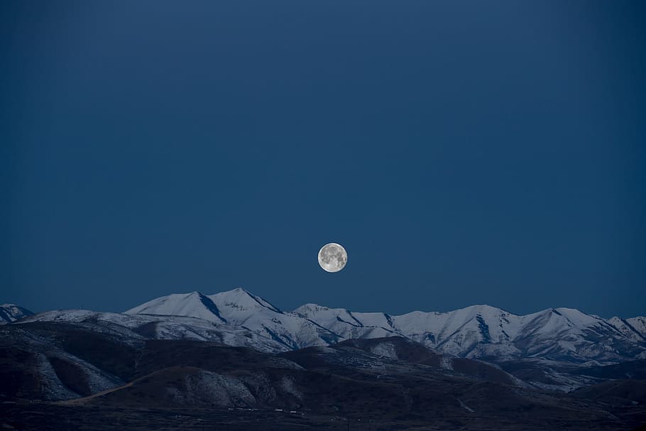 moon, landscape, mountain, rock, rocky, sky, full moon, scenics - nature HD wallpaper