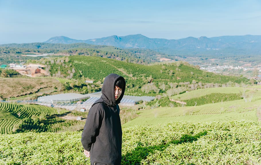 Man In Black Hoodie , crop, cropland, daylight, environment, farm HD wallpaper