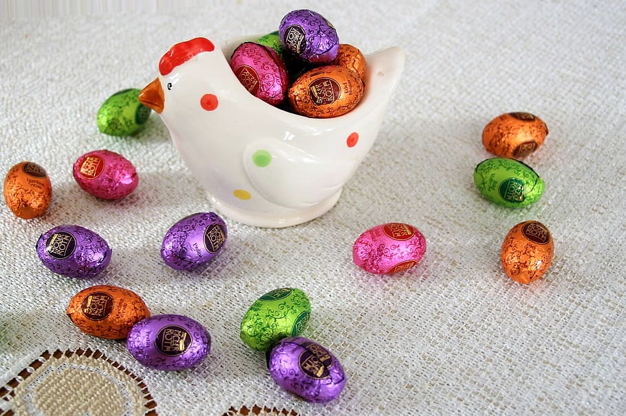 silver, chocolates, eggs, calories, decoration, to, the hen, HD wallpaper