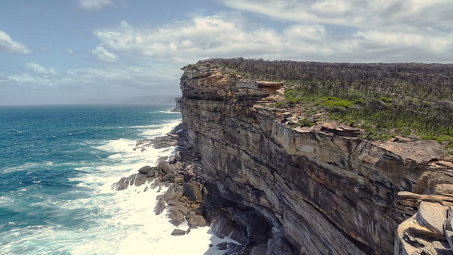 coast, ocean, cliffs, steep cliffs, nature, sea, travel, wave HD wallpaper