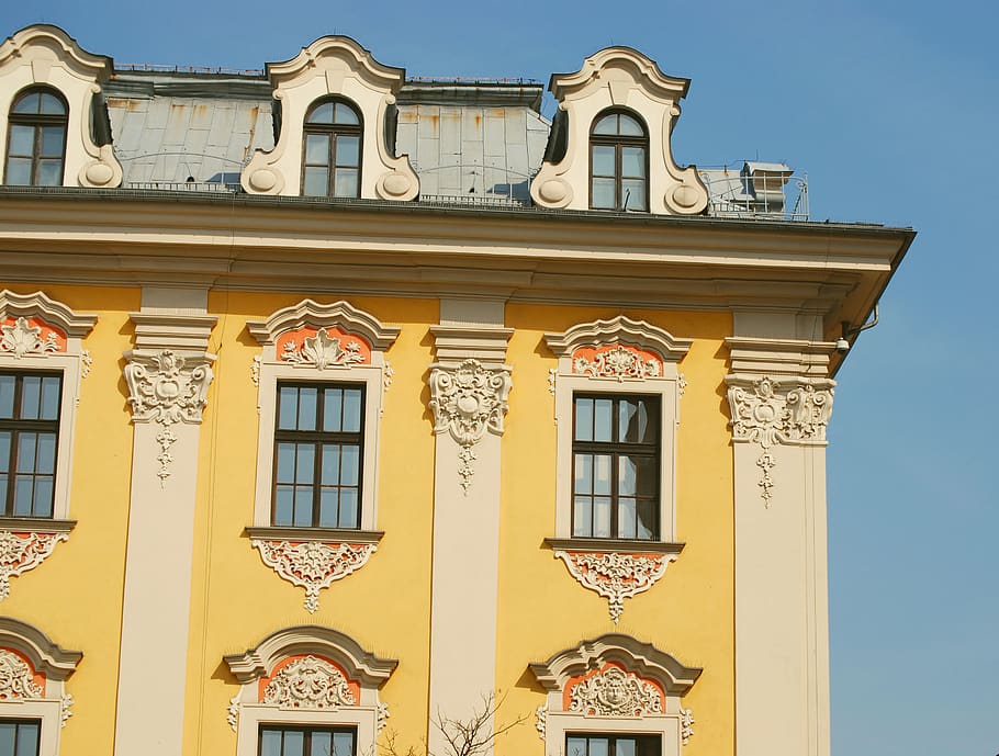 White And Yellow Painted Concrete Building, architecture, facade HD wallpaper