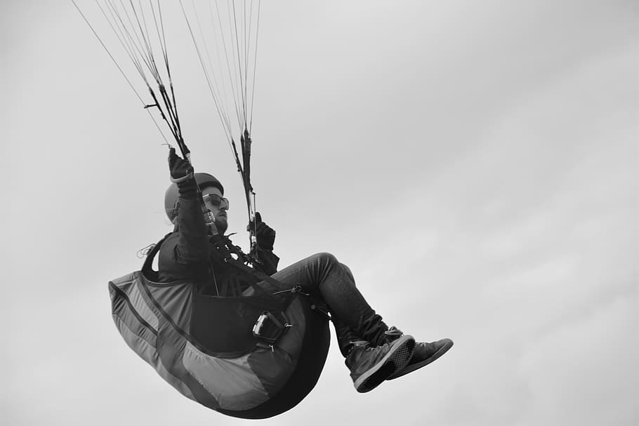 paragliding, paraglider, fifth wheel, sailing, wing, fly, flight, HD wallpaper