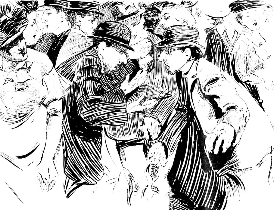 crowd, human, graphics, art and craft, creativity, drawing - art product HD wallpaper