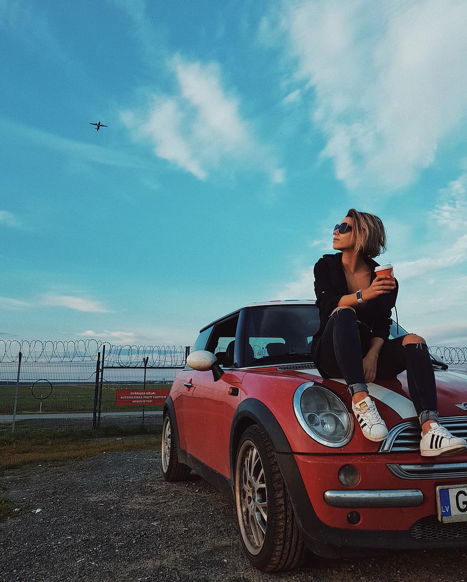 mode of transportation, cloud - sky, real people, car, leisure activity HD wallpaper