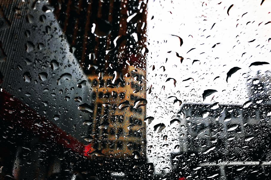 Close-up Photography of Water Droplets on Clear Glass, wet, glass - material HD wallpaper