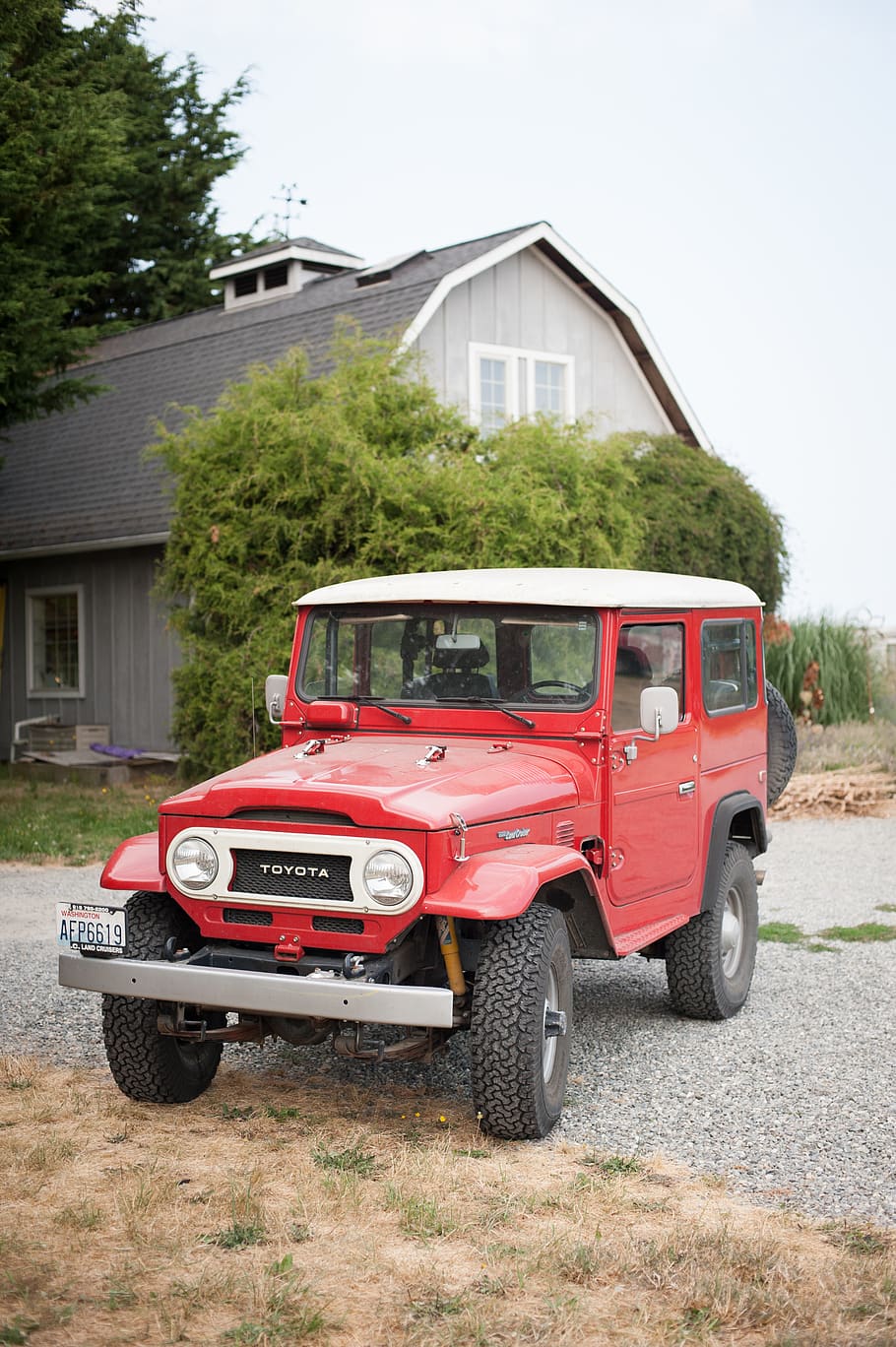 united states, sequim, land cruiser, classic, red, jeep, car, HD wallpaper