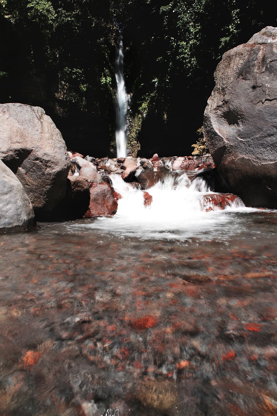 falls, water, rock, nature, current, flow, flowing, river, adventure HD wallpaper