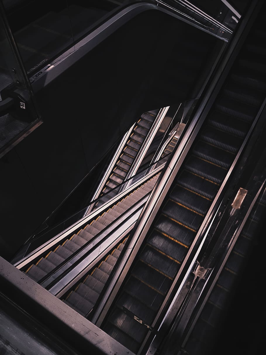 empty scalator, architecture, built structure, steps and staircases