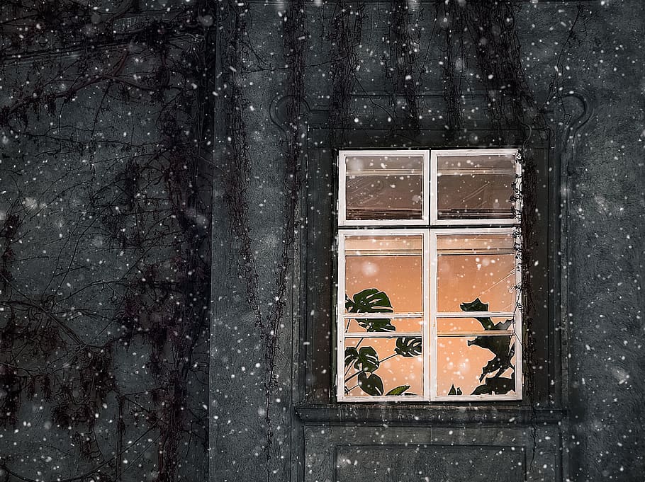 wall, architecture, window, building, house, winter, cold, snow HD wallpaper