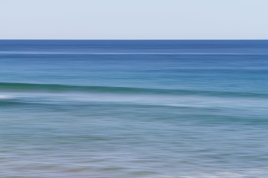 blue sea water at day time, ocean, wave, long exposure, blur HD wallpaper