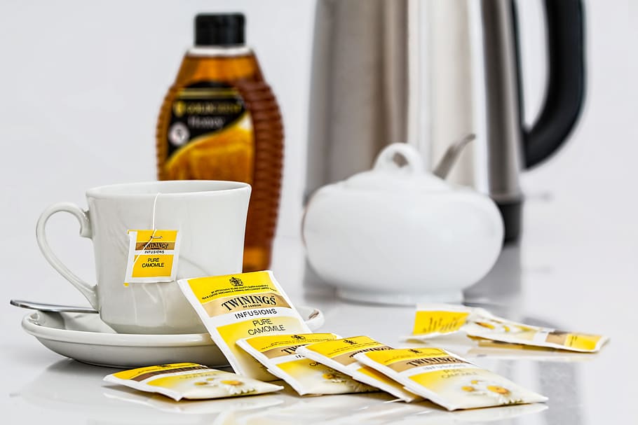White Ceramic Mug With Tea Bag, beverage, camomile, cup, drink HD wallpaper