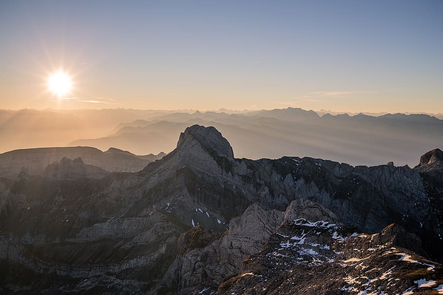 mountain ranges, scenics - nature, sky, beauty in nature, sunset HD wallpaper