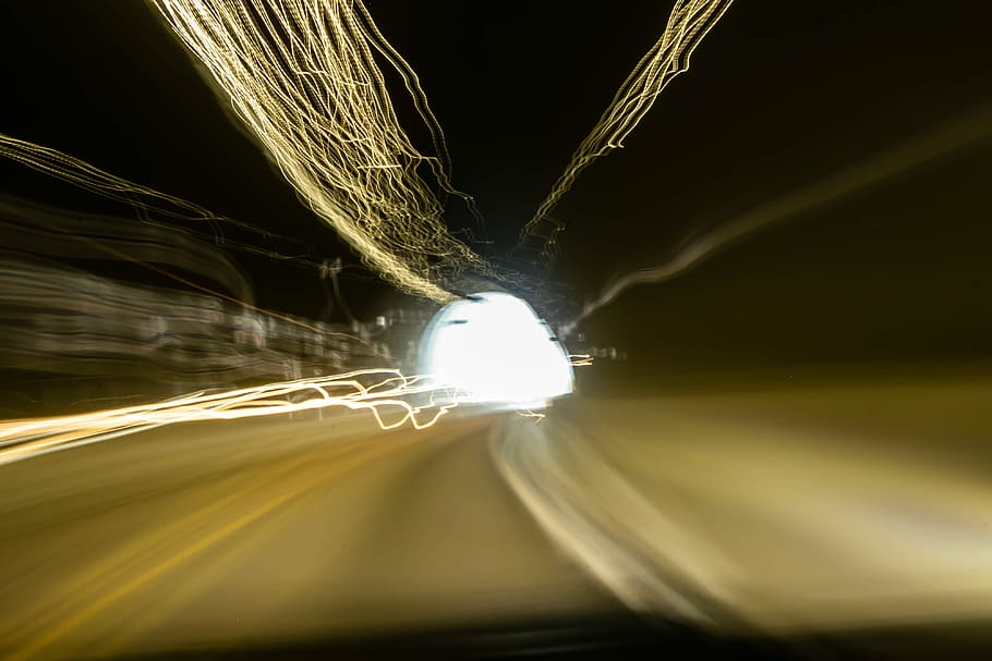 tunnel, light, flash, experimental, long exposure, motion, illuminated HD wallpaper