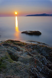 spain, tarragona, sol, mar, sea, sun, playa, beach, rocas, rocs HD wallpaper