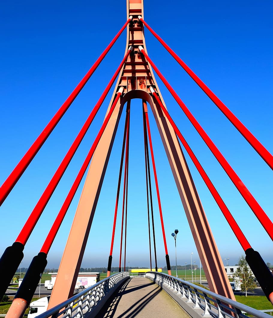 suspension, bridge, construction, architecture, route, path HD wallpaper
