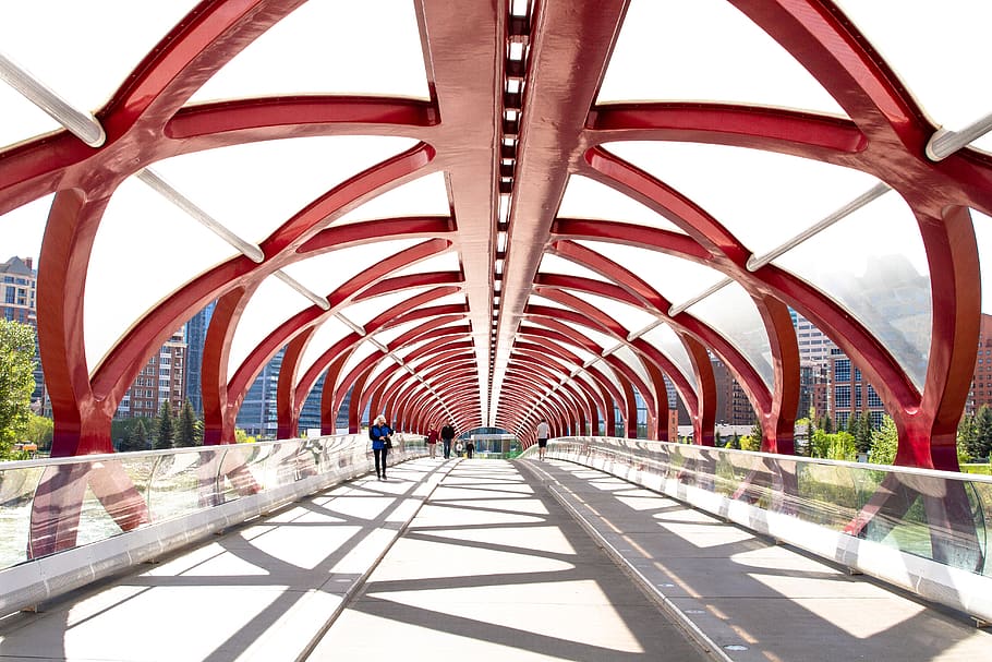 people walking on bridge, architecture, built structure, direction HD wallpaper