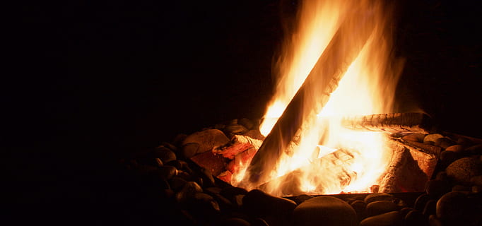 Bonfire With Black Background, burn, burning, burnt, campfire HD wallpaper