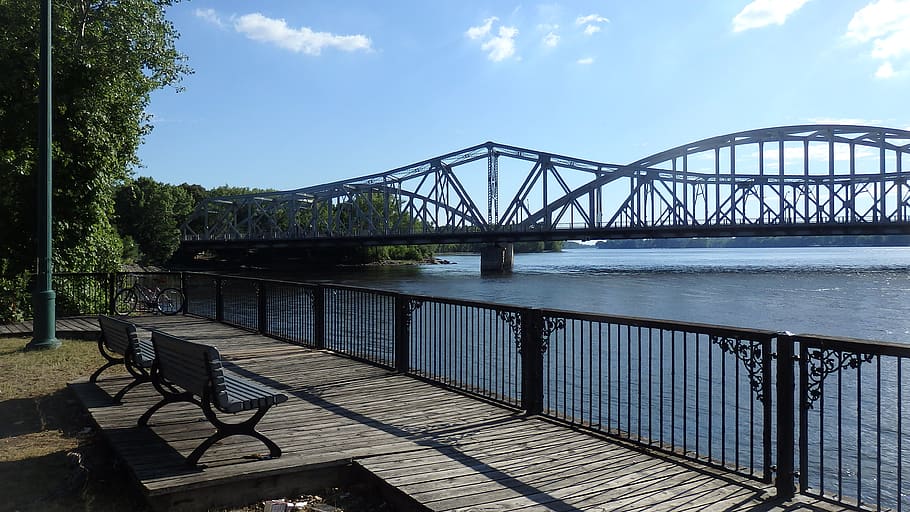 river, park, landscape, bridge, connection, built structure HD wallpaper