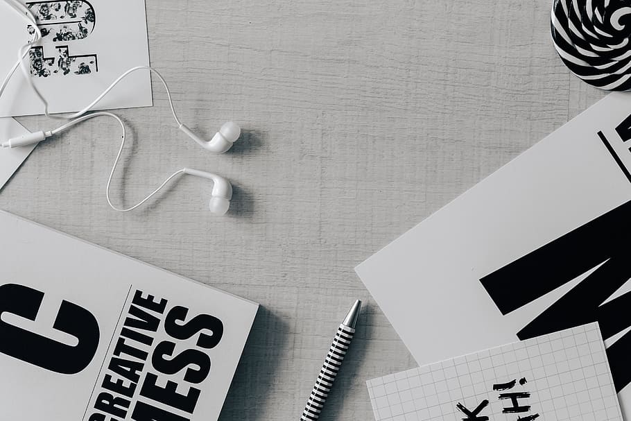 Top view of black and white typography sentences, desk, quotes HD wallpaper