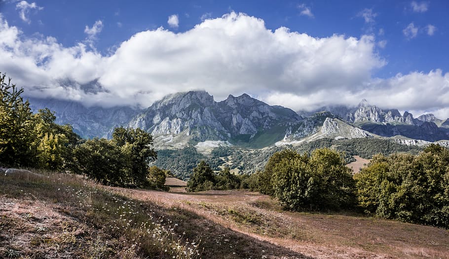 Mountain Summit, clouds, daylight, grass, hill, landscape, mountain peak HD wallpaper