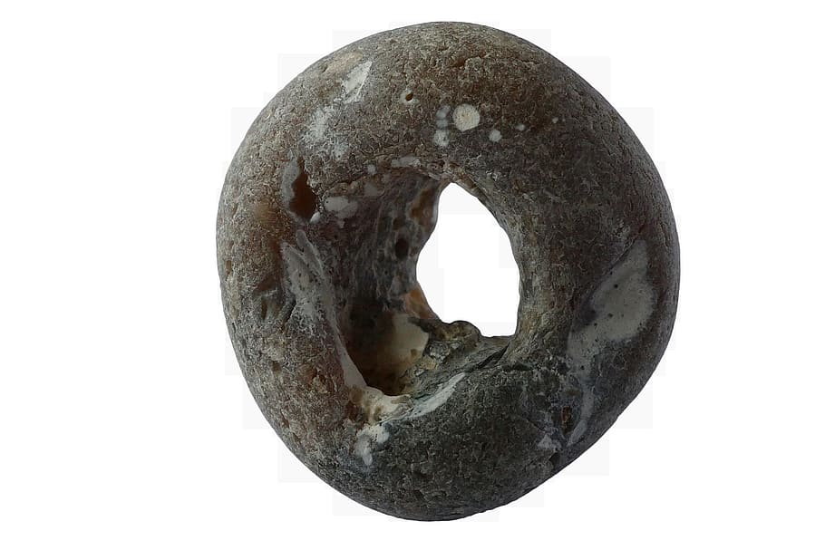 Round Grey Rock, blur, close-up, donut, focus, stone, white background HD wallpaper