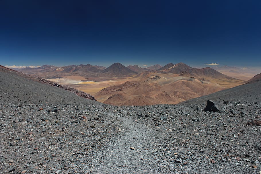 chile, lascar, desert, view, panoramic, nature, mountain range HD wallpaper