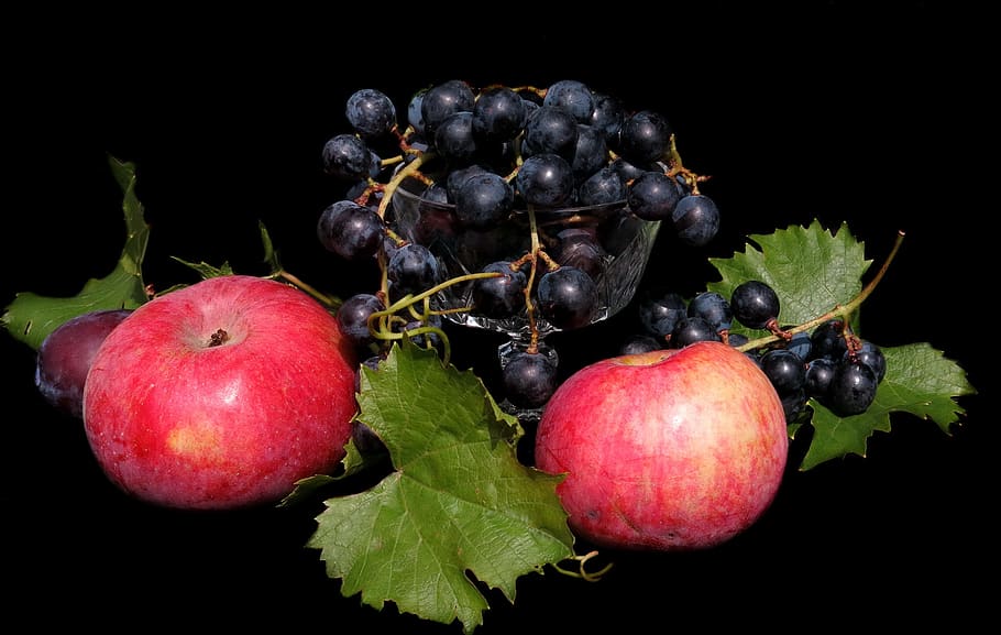 fruit, apple, grapes, fresh, food, healthy, vitamins, ripe HD wallpaper