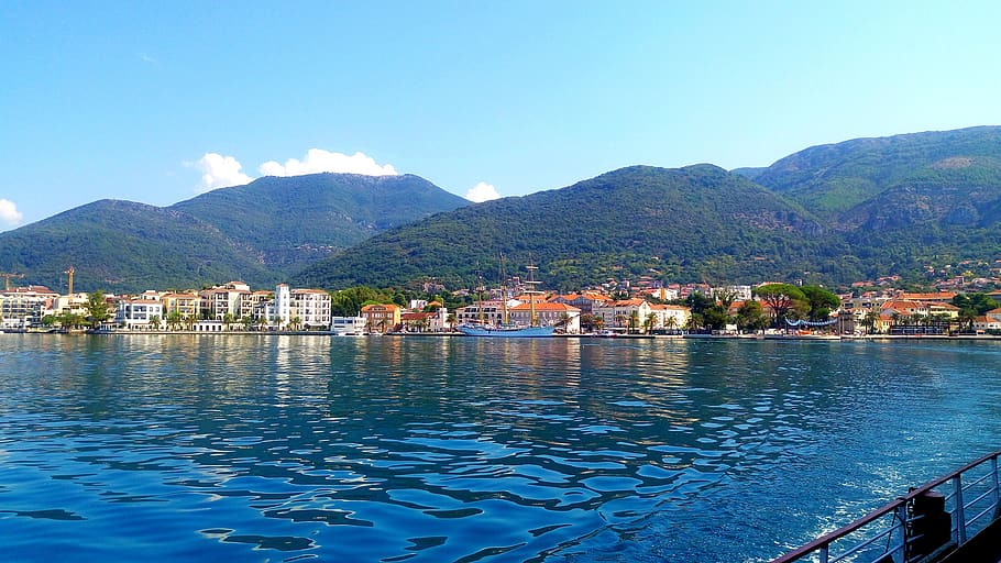 montenegro, evening, august 2018, mountain, water, architecture HD wallpaper