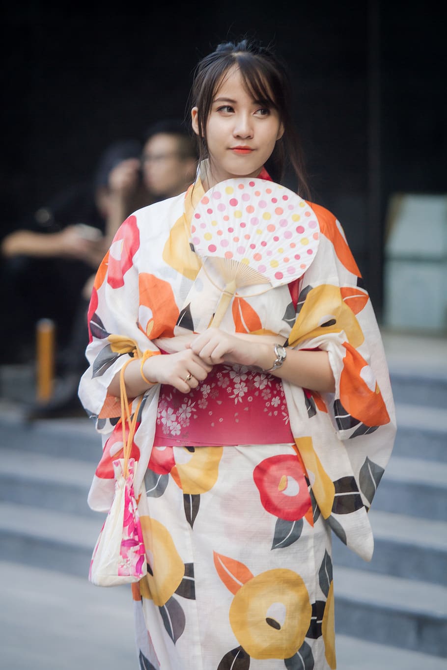 Woman Wearing Kimono Holding Fan, beautiful, beauty, costume, HD wallpaper