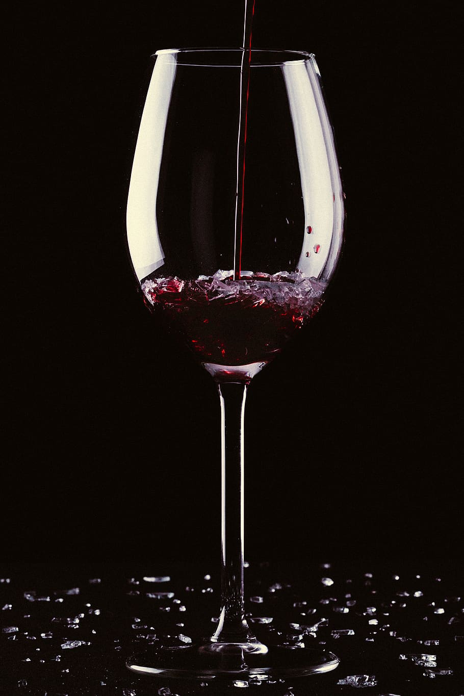 Red Liquid Poured Into Wine Glass, alcohol, bar, beverage, black background